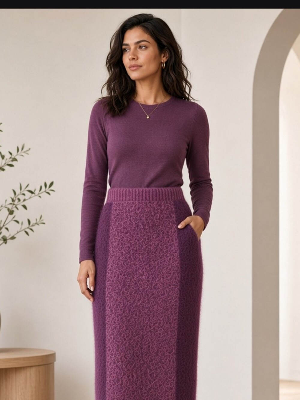 Tory Burch NWOT Mohair Wool Alpaca Knit Midi Skirt XL